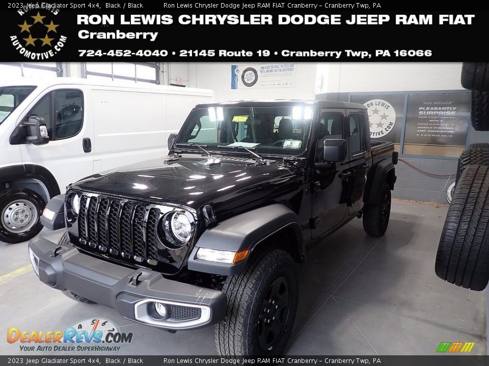 2023 Jeep Gladiator Sport 4x4 Black / Black Photo #1