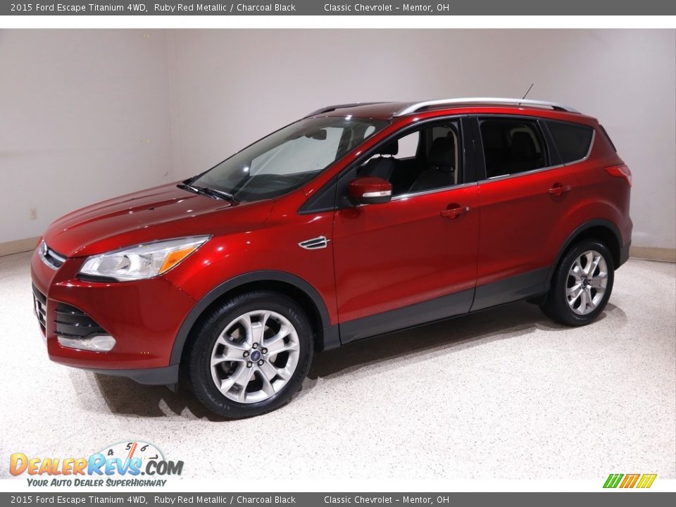 2015 Ford Escape Titanium 4WD Ruby Red Metallic / Charcoal Black Photo #3