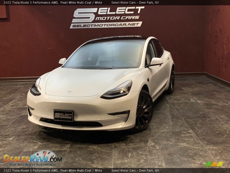2022 Tesla Model 3 Performance AWD Pearl White Multi-Coat / White Photo #1