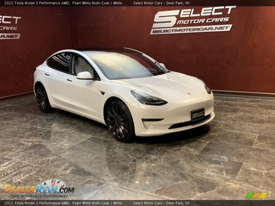 2022 Tesla Model 3 Performance AWD Pearl White Multi-Coat / White Photo #2