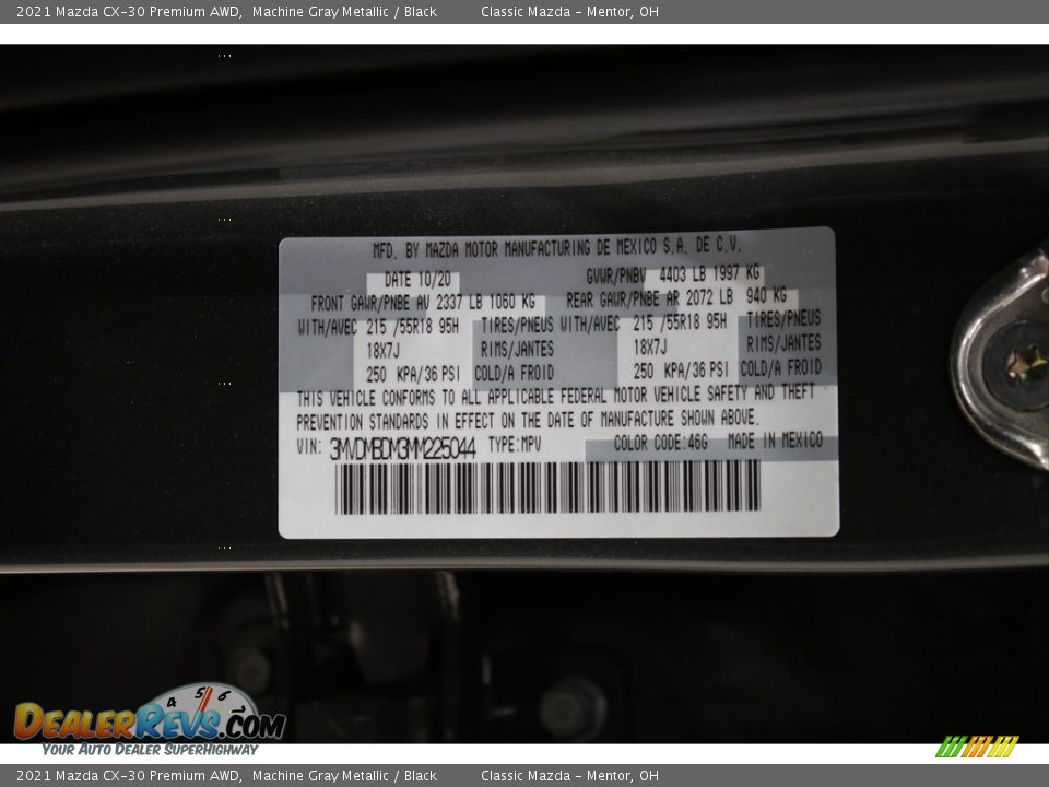 2021 Mazda CX-30 Premium AWD Machine Gray Metallic / Black Photo #22