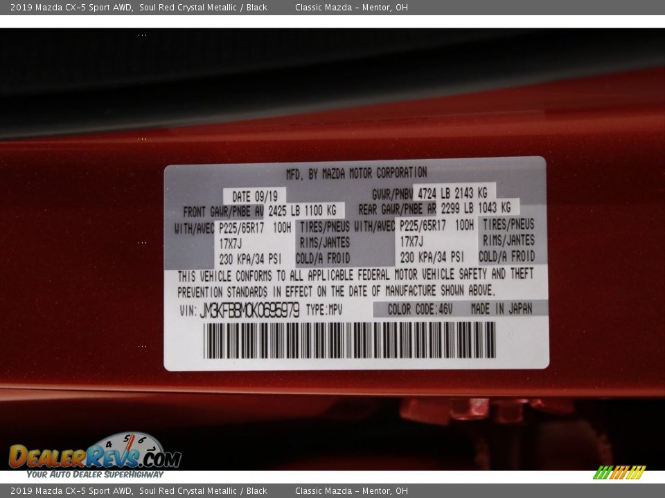 2019 Mazda CX-5 Sport AWD Soul Red Crystal Metallic / Black Photo #20