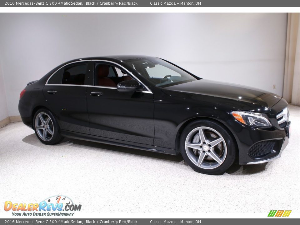 2016 Mercedes-Benz C 300 4Matic Sedan Black / Cranberry Red/Black Photo #1