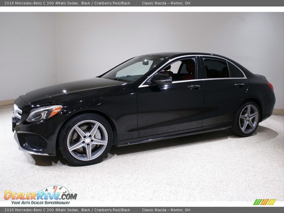 2016 Mercedes-Benz C 300 4Matic Sedan Black / Cranberry Red/Black Photo #3