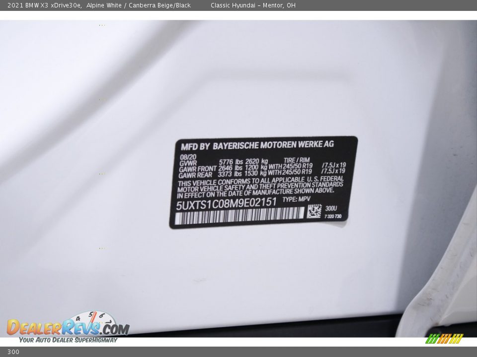 BMW Color Code 300 Alpine White