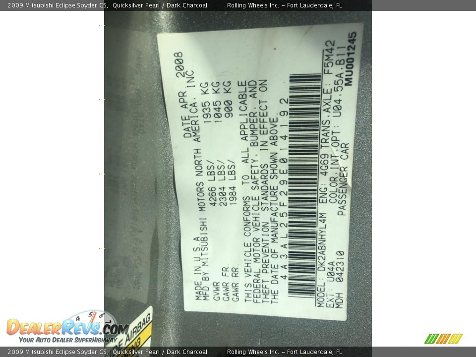 2009 Mitsubishi Eclipse Spyder GS Quicksilver Pearl / Dark Charcoal Photo #20