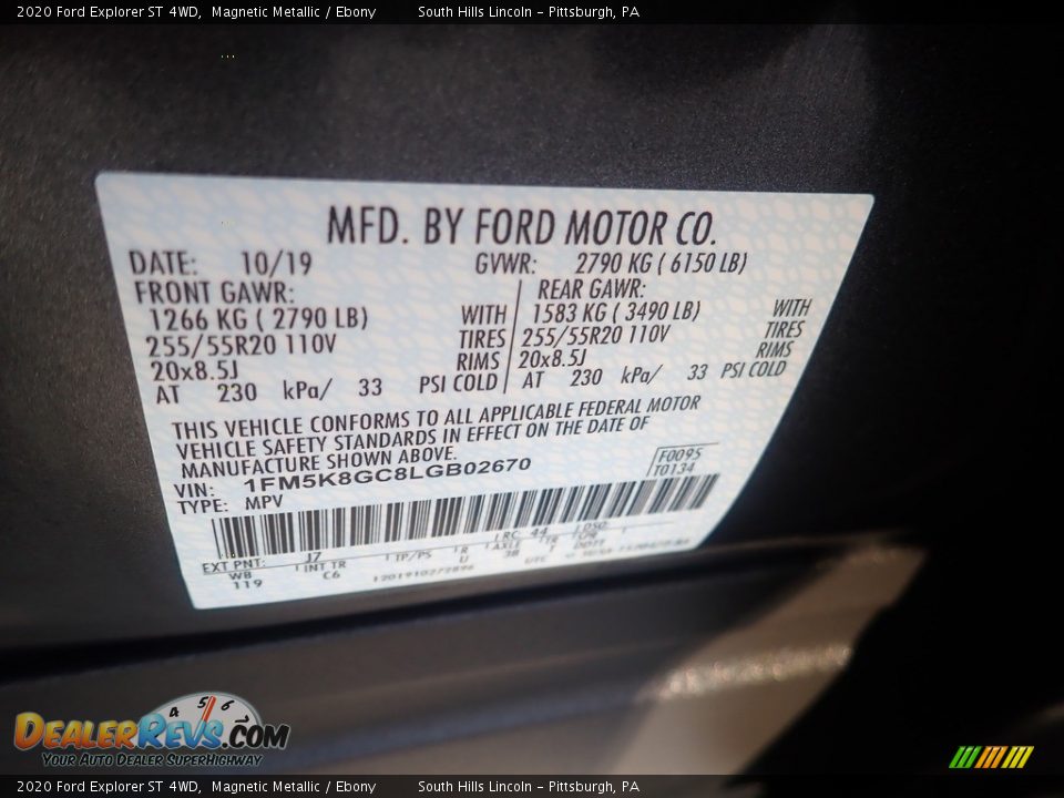 2020 Ford Explorer ST 4WD Magnetic Metallic / Ebony Photo #23