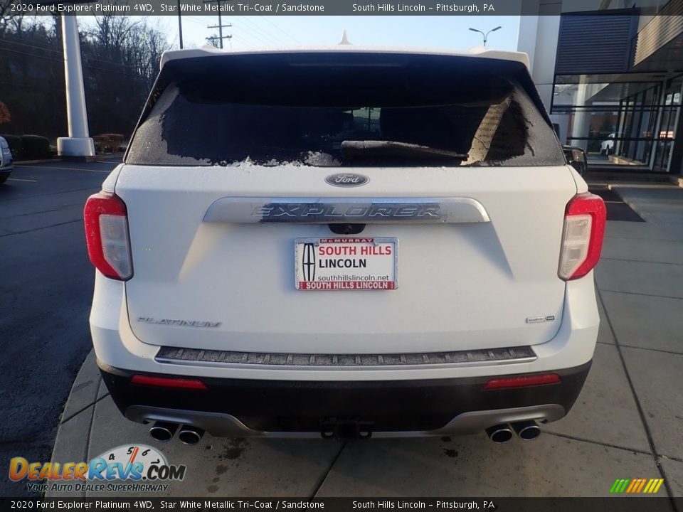 2020 Ford Explorer Platinum 4WD Star White Metallic Tri-Coat / Sandstone Photo #4