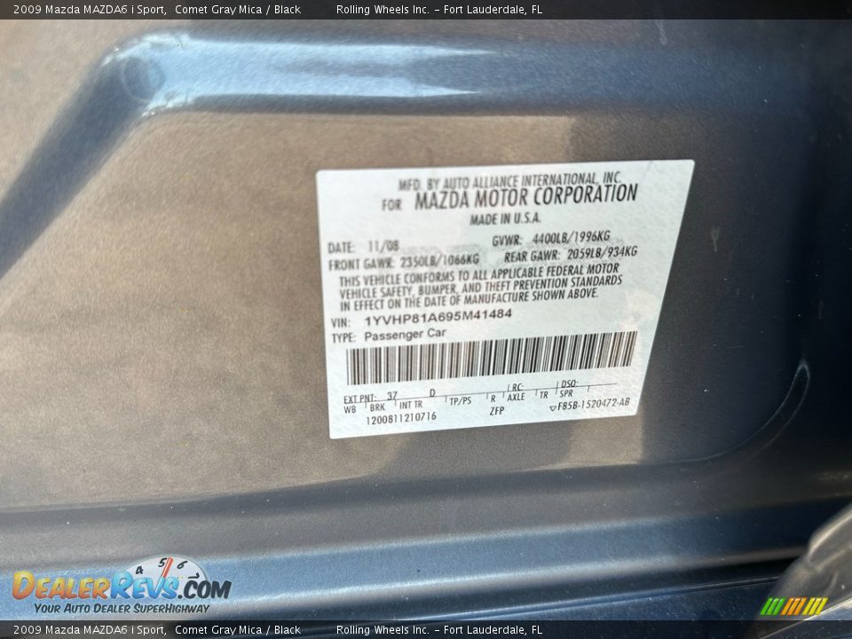 2009 Mazda MAZDA6 i Sport Comet Gray Mica / Black Photo #24