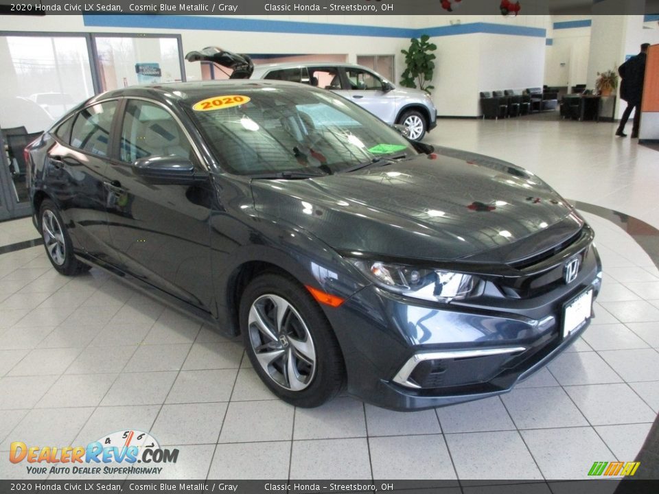 2020 Honda Civic LX Sedan Cosmic Blue Metallic / Gray Photo #3