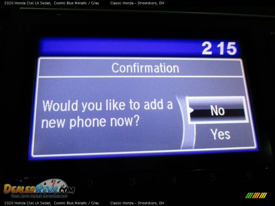 2020 Honda Civic LX Sedan Cosmic Blue Metallic / Gray Photo #36