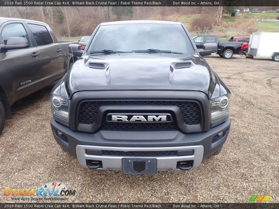2016 Ram 1500 Rebel Crew Cab 4x4 Brilliant Black Crystal Pearl / Rebel Theme Red/Black Photo #3