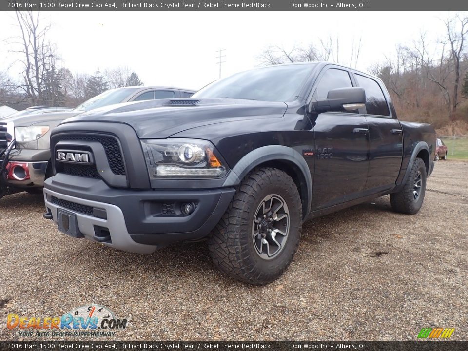 2016 Ram 1500 Rebel Crew Cab 4x4 Brilliant Black Crystal Pearl / Rebel Theme Red/Black Photo #6
