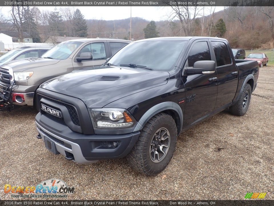2016 Ram 1500 Rebel Crew Cab 4x4 Brilliant Black Crystal Pearl / Rebel Theme Red/Black Photo #7