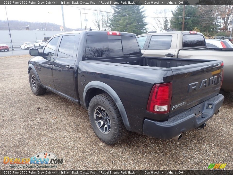 2016 Ram 1500 Rebel Crew Cab 4x4 Brilliant Black Crystal Pearl / Rebel Theme Red/Black Photo #8