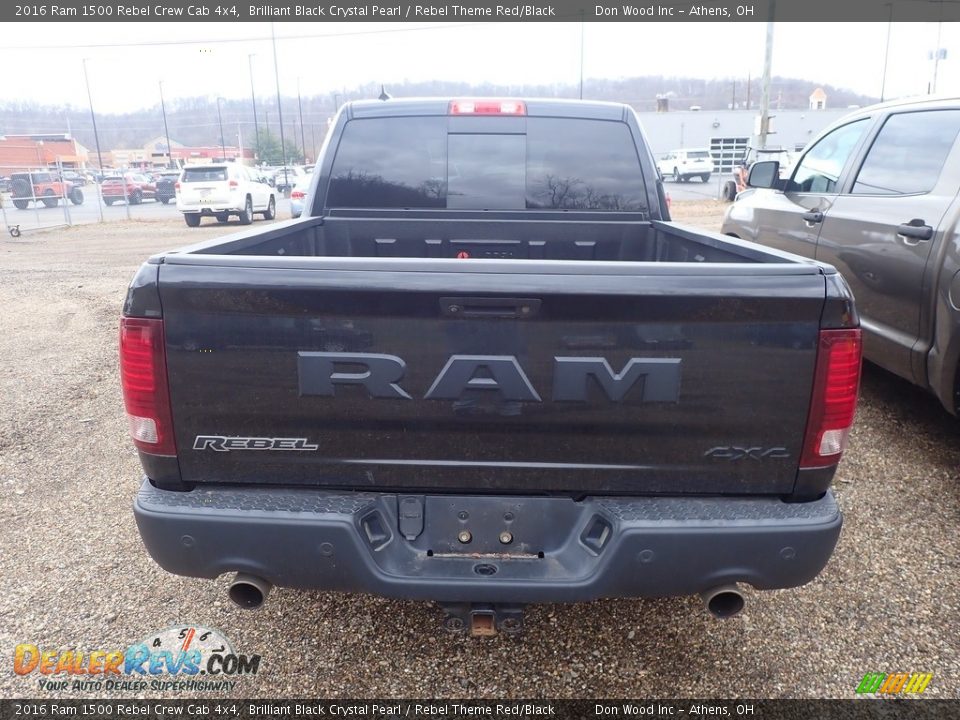 2016 Ram 1500 Rebel Crew Cab 4x4 Brilliant Black Crystal Pearl / Rebel Theme Red/Black Photo #9