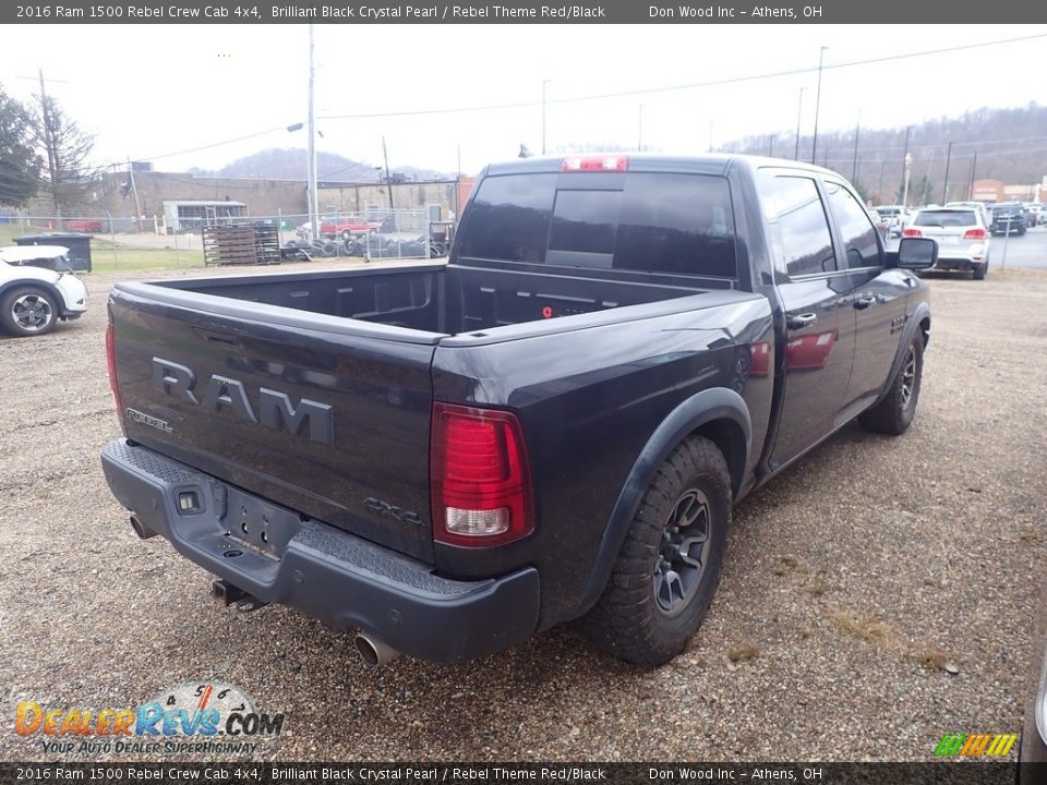 2016 Ram 1500 Rebel Crew Cab 4x4 Brilliant Black Crystal Pearl / Rebel Theme Red/Black Photo #11