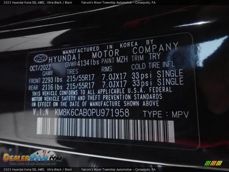 2023 Hyundai Kona SEL AWD Ultra Black / Black Photo #18