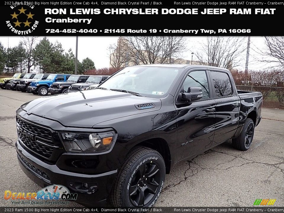 2023 Ram 1500 Big Horn Night Edition Crew Cab 4x4 Diamond Black Crystal Pearl / Black Photo #1