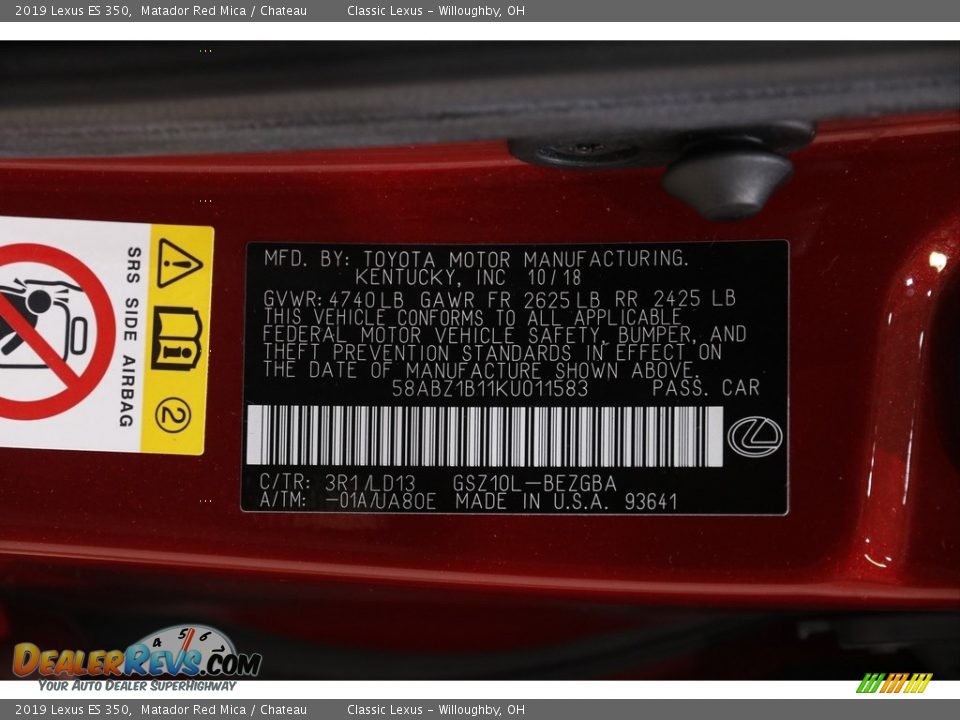 2019 Lexus ES 350 Matador Red Mica / Chateau Photo #24