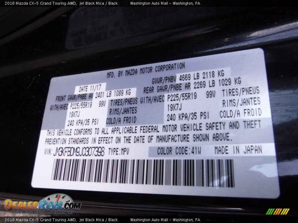 2018 Mazda CX-5 Grand Touring AWD Jet Black Mica / Black Photo #32