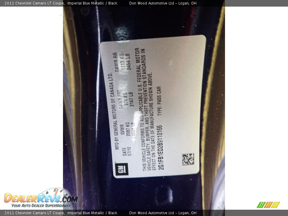 2011 Chevrolet Camaro LT Coupe Imperial Blue Metallic / Black Photo #27