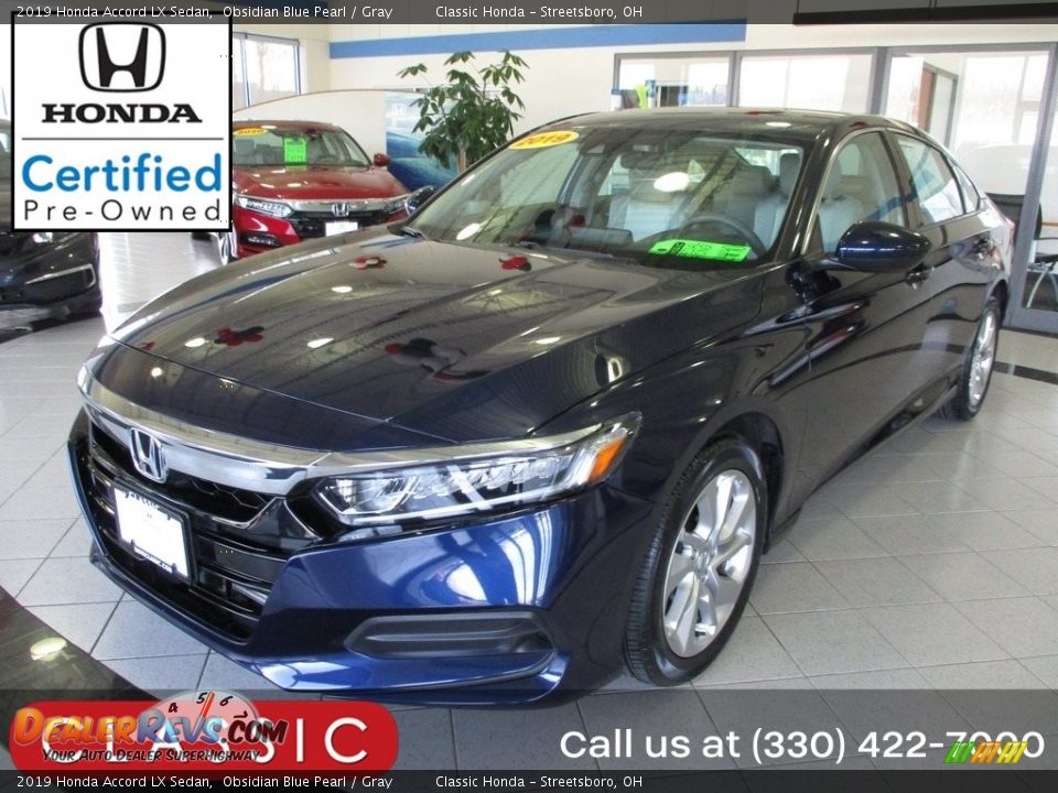 2019 Honda Accord LX Sedan Obsidian Blue Pearl / Gray Photo #1