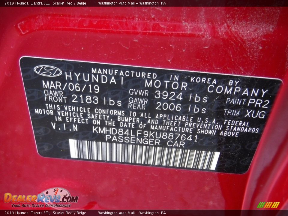 2019 Hyundai Elantra SEL Scarlet Red / Beige Photo #31