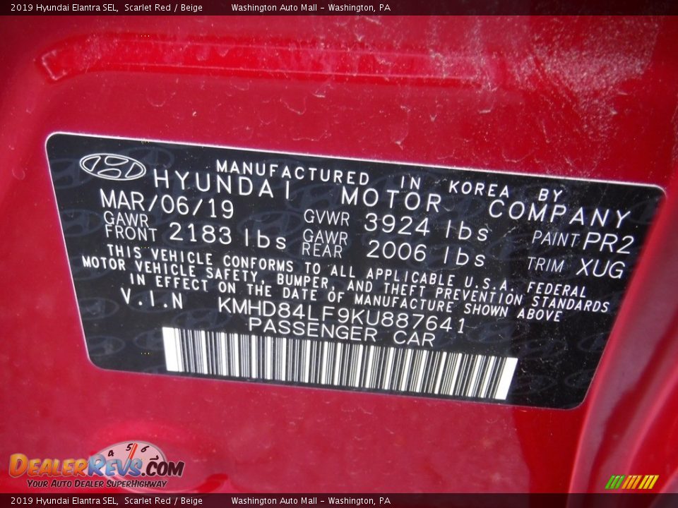 2019 Hyundai Elantra SEL Scarlet Red / Beige Photo #31