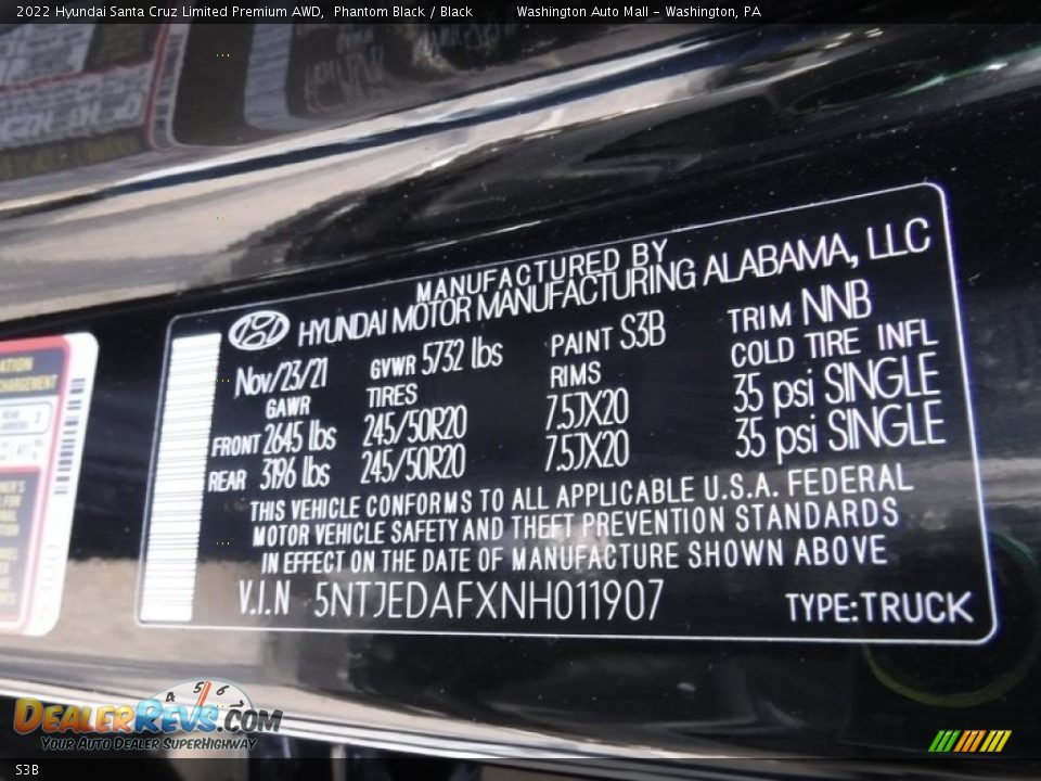 Hyundai Color Code S3B Phantom Black