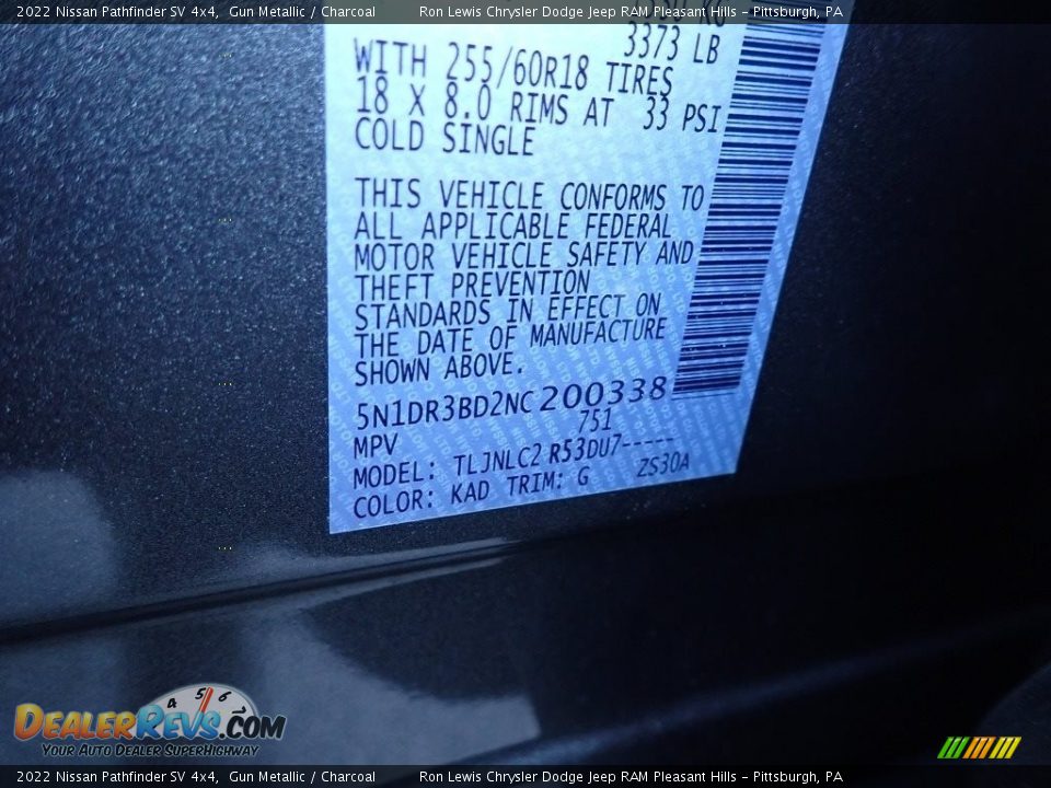 2022 Nissan Pathfinder SV 4x4 Gun Metallic / Charcoal Photo #15