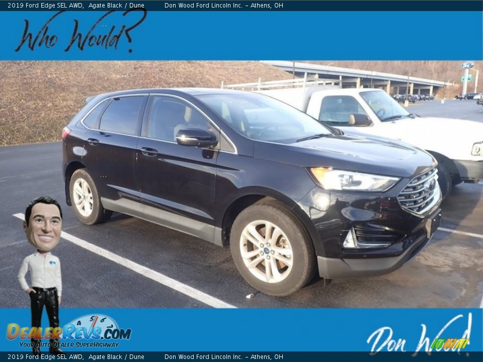 2019 Ford Edge SEL AWD Agate Black / Dune Photo #1