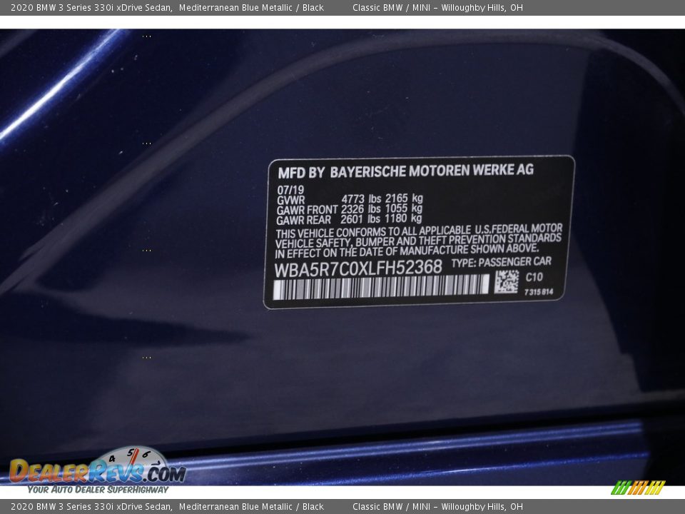 2020 BMW 3 Series 330i xDrive Sedan Mediterranean Blue Metallic / Black Photo #26