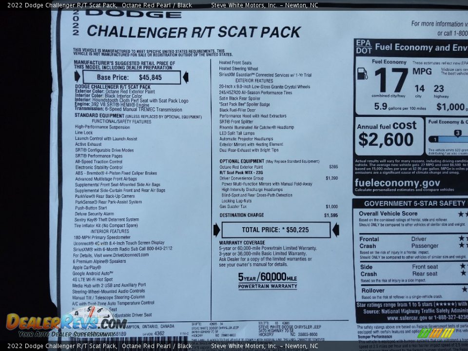 2022 Dodge Challenger R/T Scat Pack Octane Red Pearl / Black Photo #26