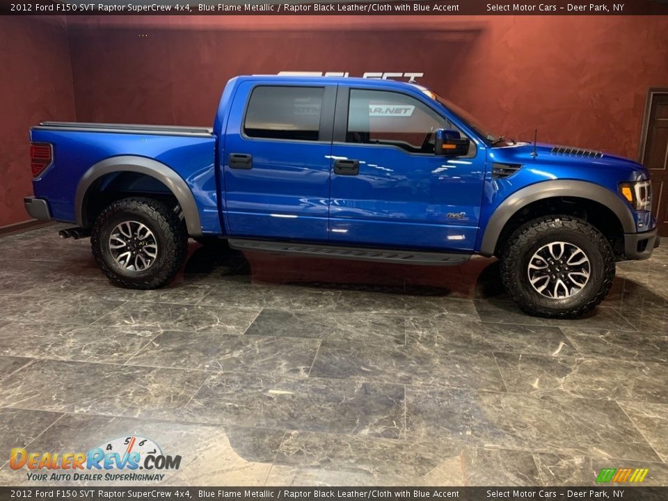 2012 Ford F150 SVT Raptor SuperCrew 4x4 Blue Flame Metallic / Raptor Black Leather/Cloth with Blue Accent Photo #5