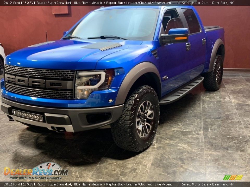 2012 Ford F150 SVT Raptor SuperCrew 4x4 Blue Flame Metallic / Raptor Black Leather/Cloth with Blue Accent Photo #7