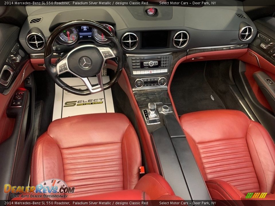 2014 Mercedes-Benz SL 550 Roadster Paladium Silver Metallic / designo Classic Red Photo #14