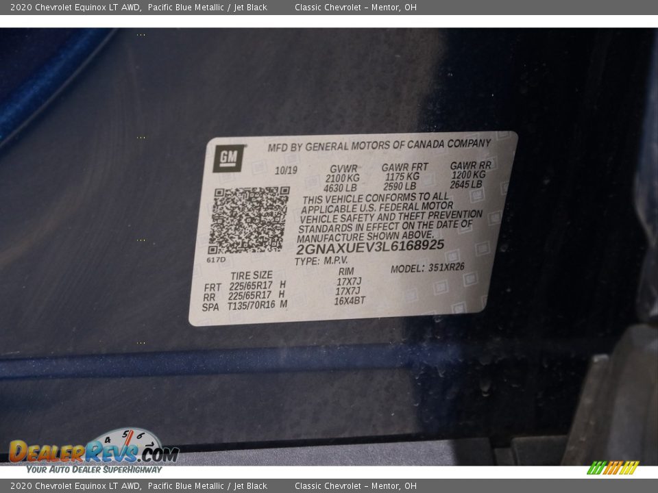 2020 Chevrolet Equinox LT AWD Pacific Blue Metallic / Jet Black Photo #22