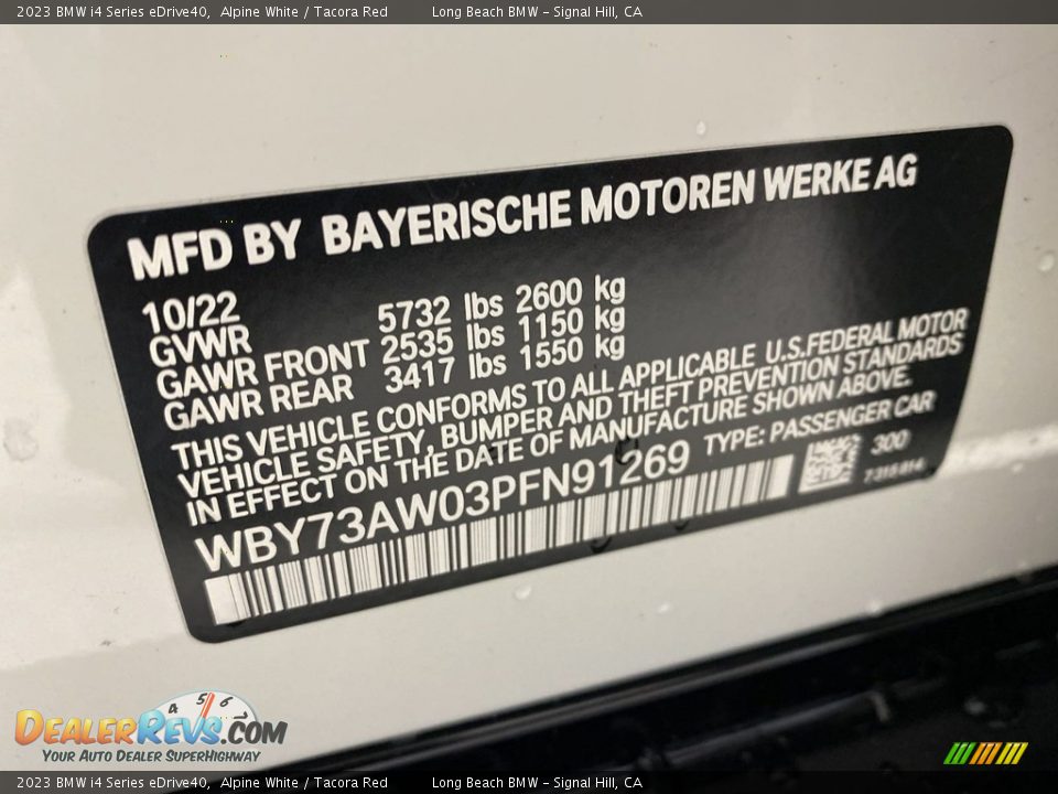 2023 BMW i4 Series eDrive40 Alpine White / Tacora Red Photo #27