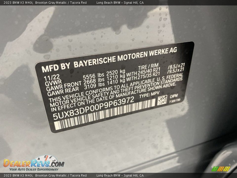 2023 BMW X3 M40i Brooklyn Gray Metallic / Tacora Red Photo #26