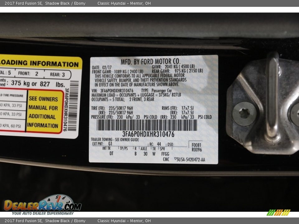 2017 Ford Fusion SE Shadow Black / Ebony Photo #22