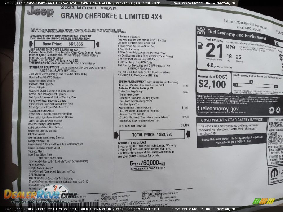 2023 Jeep Grand Cherokee L Limited 4x4 Baltic Gray Metallic / Wicker Beige/Global Black Photo #32