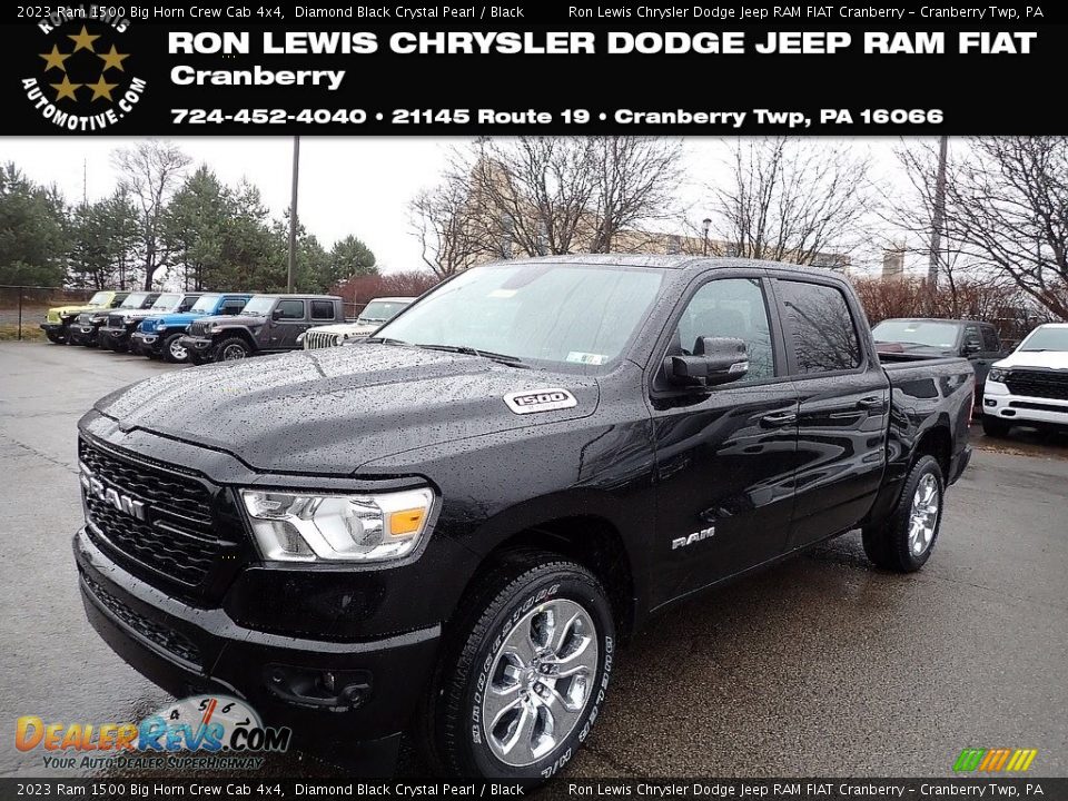 2023 Ram 1500 Big Horn Crew Cab 4x4 Diamond Black Crystal Pearl / Black Photo #1