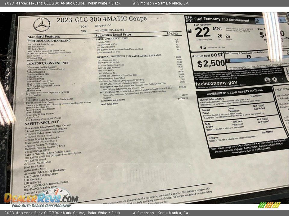 2023 Mercedes-Benz GLC 300 4Matic Coupe Window Sticker Photo #12