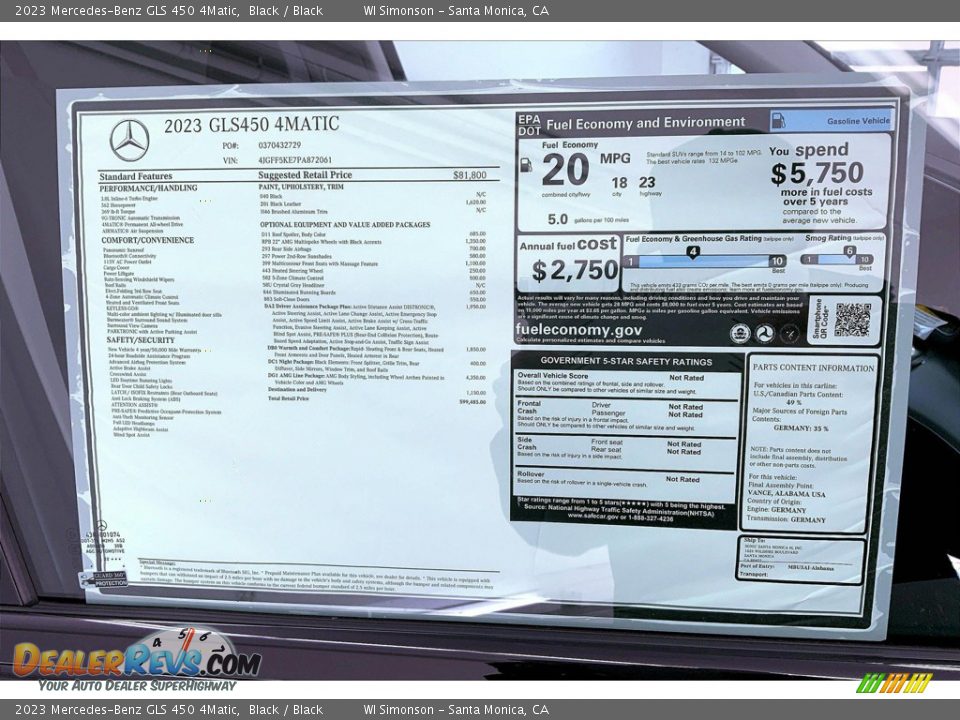 2023 Mercedes-Benz GLS 450 4Matic Window Sticker Photo #13