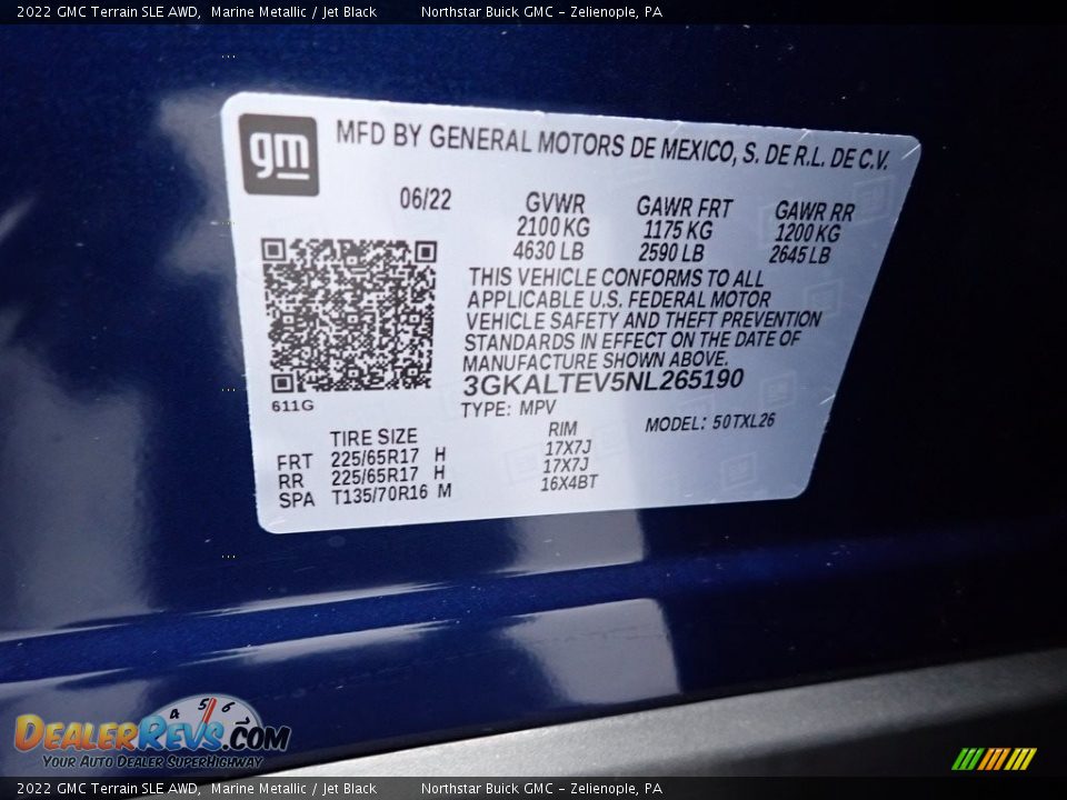 2022 GMC Terrain SLE AWD Marine Metallic / Jet Black Photo #30