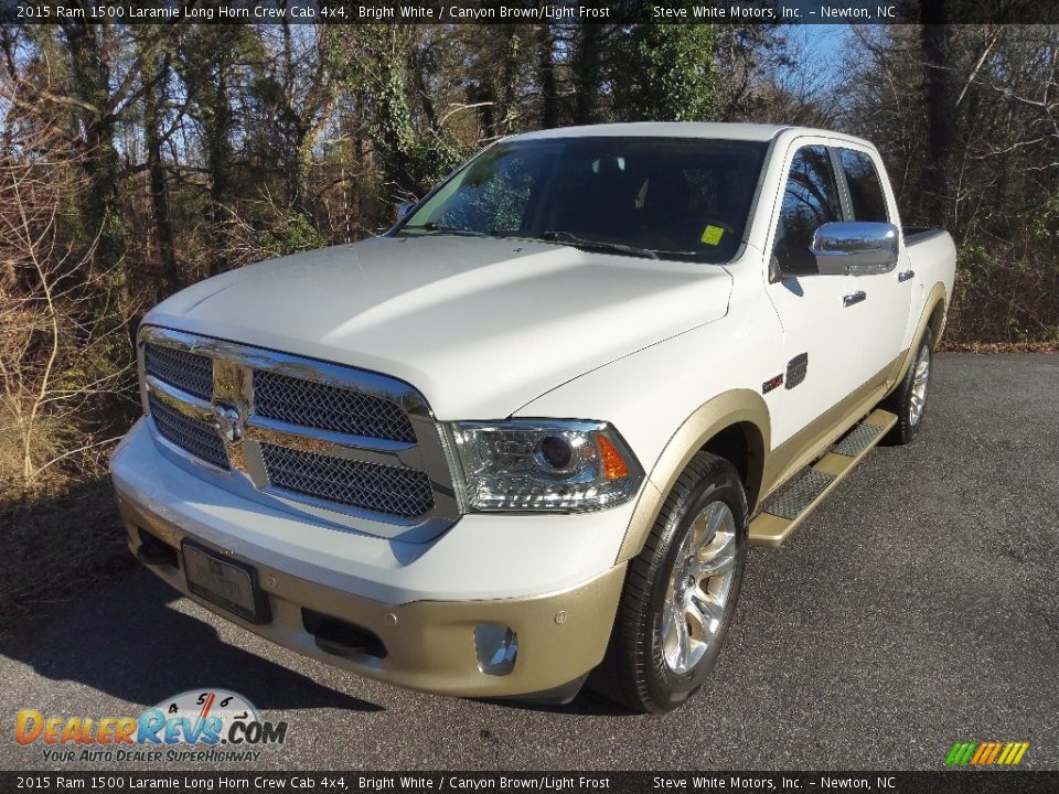 2015 Ram 1500 Laramie Long Horn Crew Cab 4x4 Bright White / Canyon Brown/Light Frost Photo #3