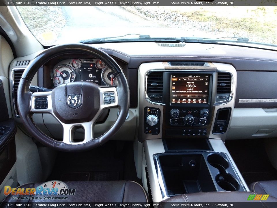 2015 Ram 1500 Laramie Long Horn Crew Cab 4x4 Bright White / Canyon Brown/Light Frost Photo #21