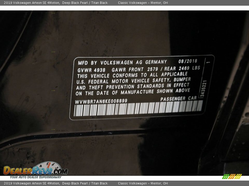 2019 Volkswagen Arteon SE 4Motion Deep Black Pearl / Titan Black Photo #22