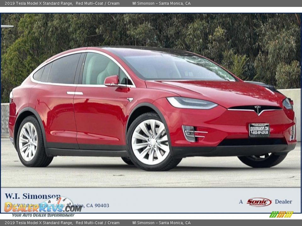 2019 Tesla Model X Standard Range Red Multi-Coat / Cream Photo #1